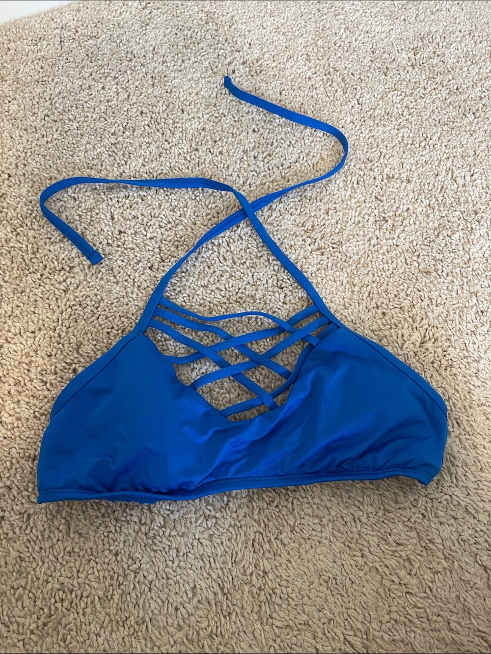 Target Blue Crisscross Halter Bikini Top